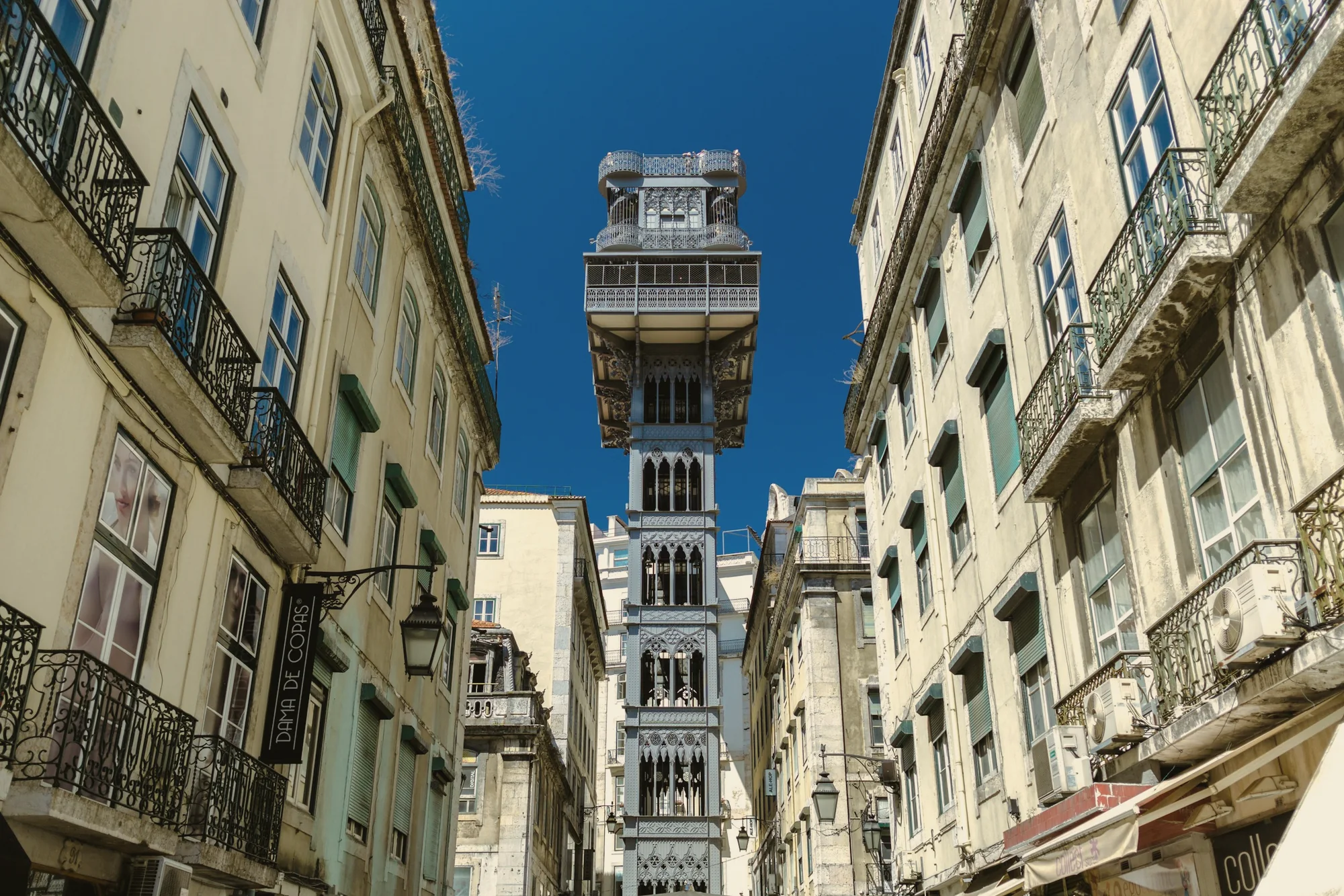 Santa Justa lift between Baixa buildings