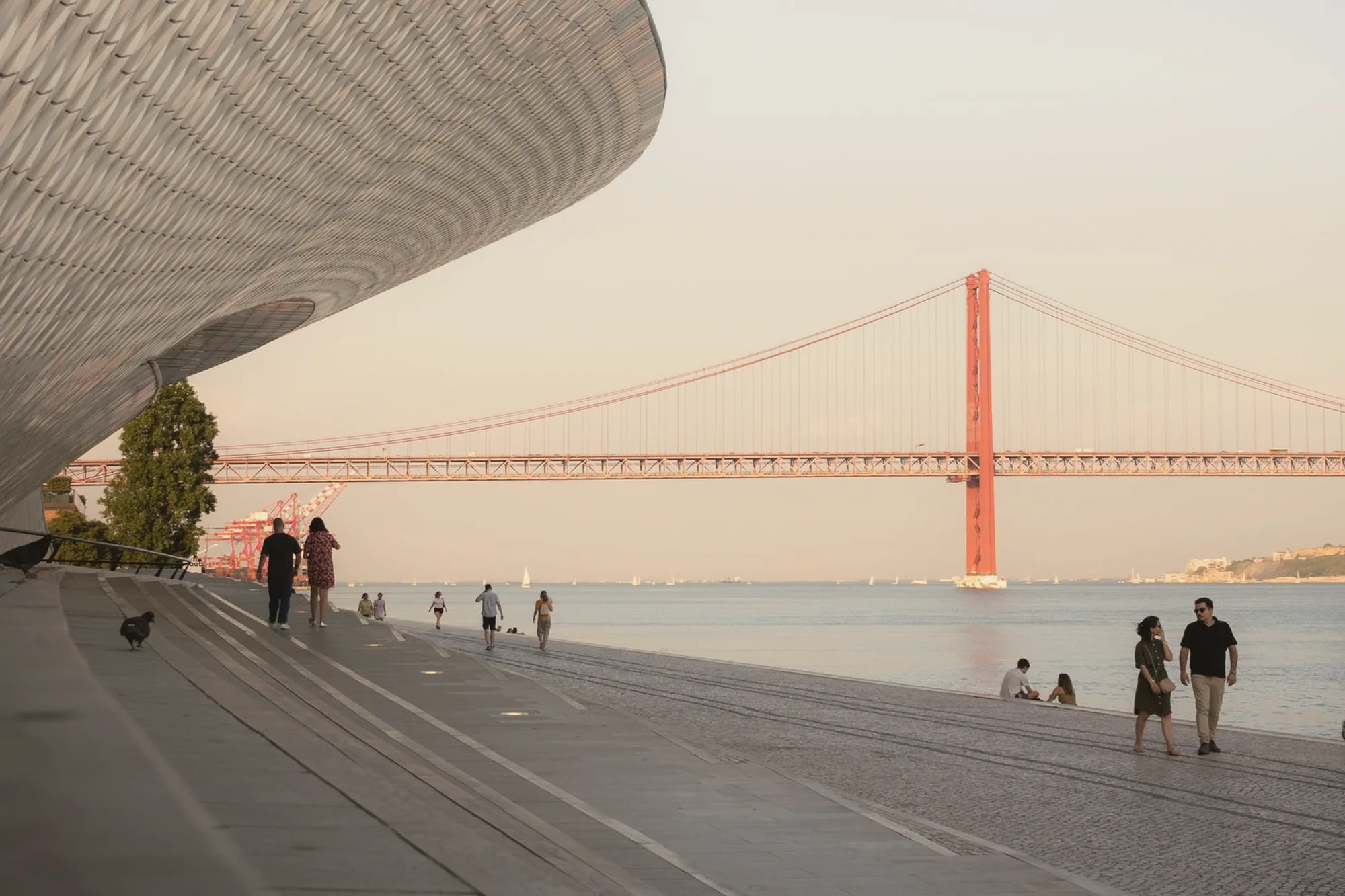 MAAT at sunset with the 25 de Abril bridge