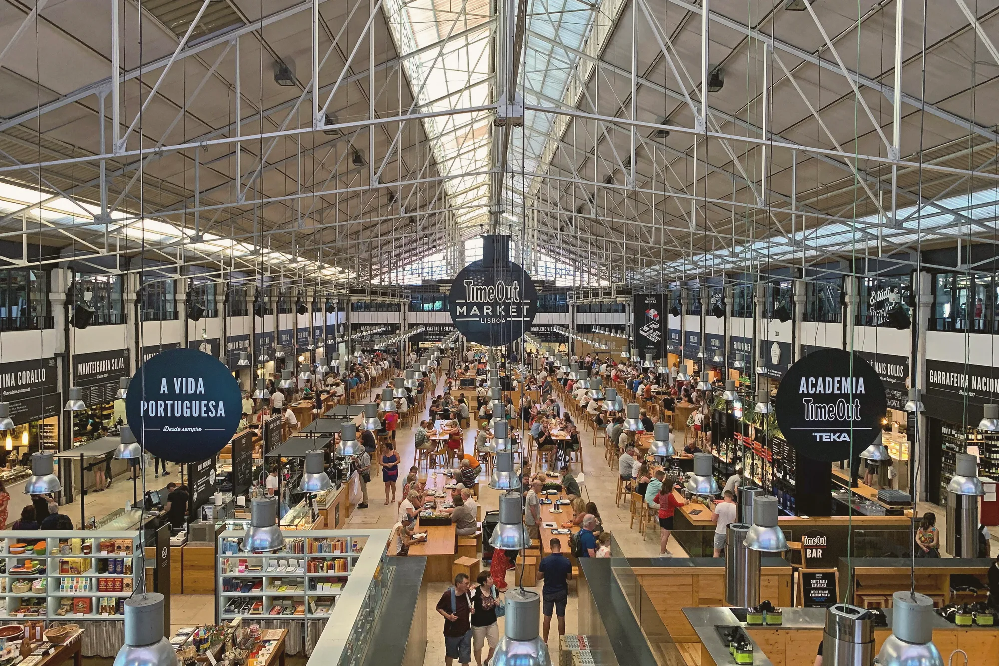 The main hall of Time Out Market seen from the mezzanine