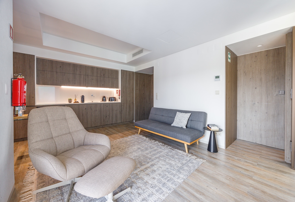 Sofa bed and reading chair in the living room